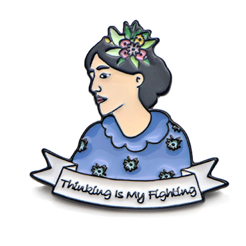 P3785 Dongmanli Virginia Woolf "Thinking is my Fighting" металлические эмалированные броши и булавки Нагрудный значок для рюкзака воротник ювелирные изделия