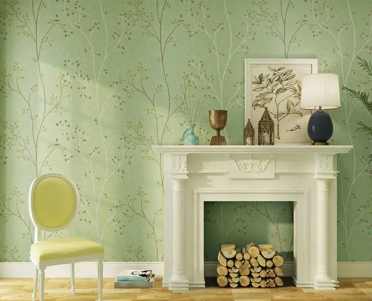 

junran American Style Wallpaper Roll Rustic Wall Paper Tree Mural Green Branch Tree Wallpaper for Walls 3d Non Woven Wallpapers