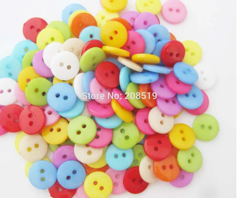 

NBNNWK 10mm Round sewing Plastic Buttons assorted 12 colors mix randomly 300pcs Decorative Scrapbooking Button
