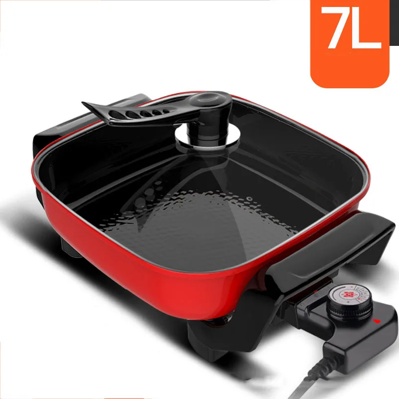 Многофункциональная электрическая сковорода на 7 литров, большая емкость, бытовая электрическая сковорода, парная электрическая сковорода для выпечки D268 - Цвет: C