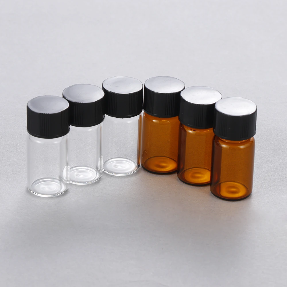 

10PC 3ml Mini Essential Oil Bottle Jar Orifice Brown Reducer&Cap Refillable Bottles Glass Vials Cosmetic Containers MakeUp Tool