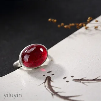 

KJJEAXCMY boutique jewelry S925 Sterling Silver Antique inlaid and jade white jade rose lady's open ring finger ring