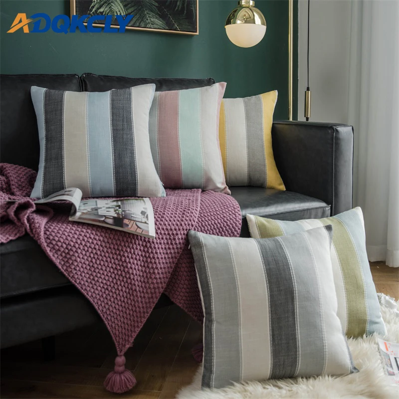 

Modern Simple Striped Cushion Cover Dyed Polyester Couch Waist Pillowcase Seat Car Pillow Cover Not Include Cushion Core 45*45cm