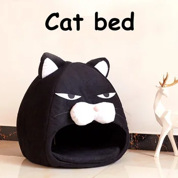 

Funny Cushion Black Cat Pattern Pet Cat Dog Bed House Warm Kitten Chihuahua Kennel Sponge Pet House Dog Nest Removable Supplies