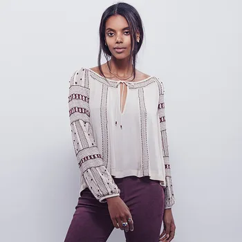 

New 2017 spring women's Jess embroidered chiffon blouse D0309