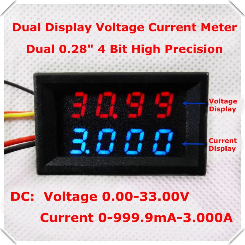 RD 0,28 Цифровой амперметр вольтметр AMP DC 0-100 V/10A напряжение тока СВЕТОДИОДНЫЙ Индикатор прибора цвет красный+ красный/синий/зеленый/желтый 4 шт./партия