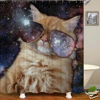 

cutely pet cat take bath Shower Curtains drop shopping Creative Waterproof Polyester Fabric Shower Curtain Bathroom