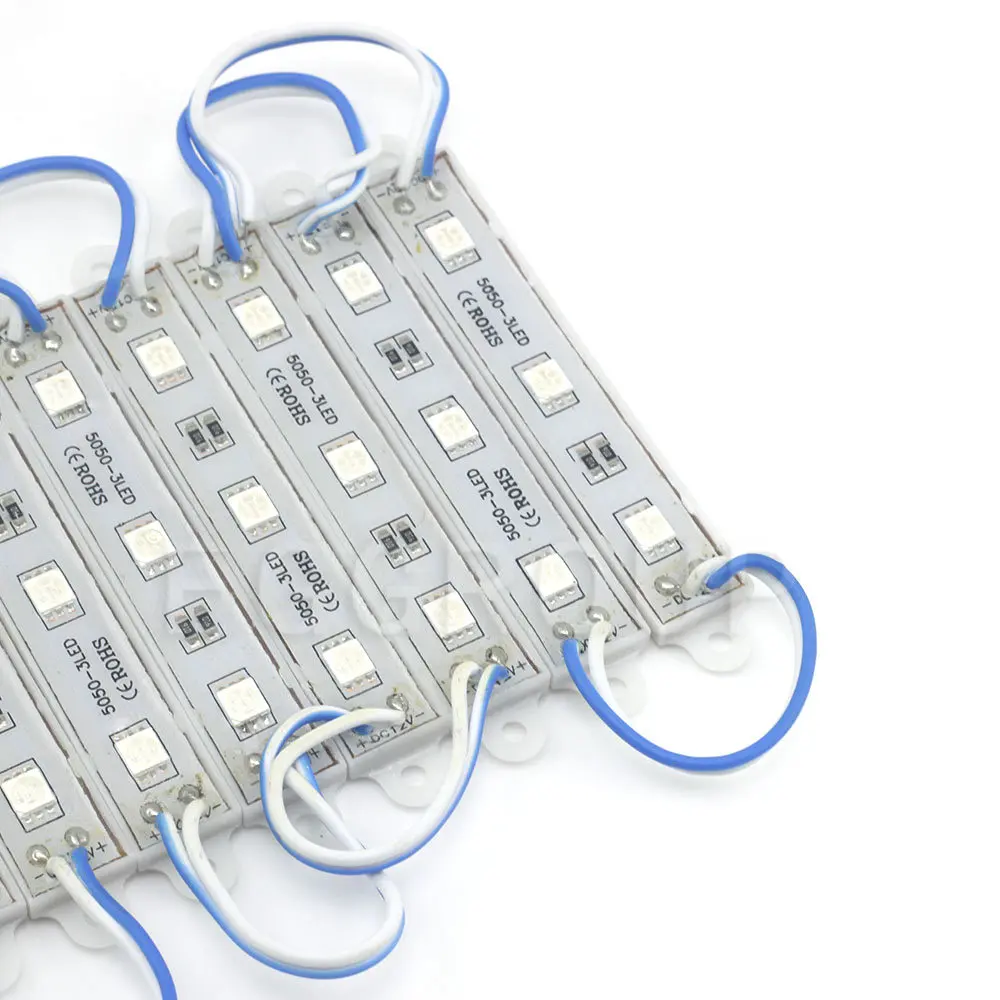 20-100PCS LED Module 5050 3 LED DC12V Waterproof Advertising Design Storefront Strip Lamp Modules Light Super Bright Blue Color  (29)