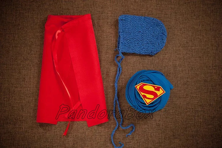 Neugeborene Baby Knit Strick Fotoshooting Kostüm Superman Mütze Mantel 