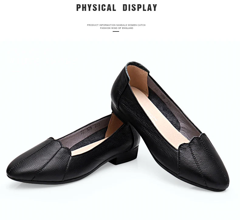 MUYANG/Женская обувь большого размера женские туфли из натуральной кожи на плоской подошве г. Балетки на плоской подошве, Повседневная рабочая обувь женская обувь на плоской подошве, большие размеры 35-43