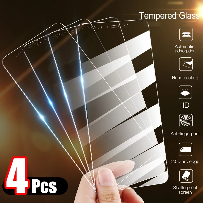 4Pcs Tempered Glass For Xiaomi Redmi Note 7 6 5 8 Pro 6A Screen Protector Protective Glass For Redmi Note 8 7 5 Plus 7A 5A Glass