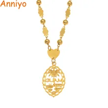 Anniyo guam pingente com 6mm contas de bola colares para meninas cor do ouro mariana guam jóias presentes #166506