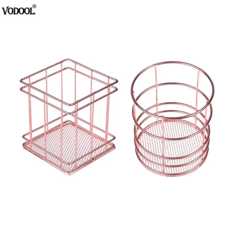 

VODOOL Round Nordic Style Pen Holder Wrought Iron Rose Gold Pencil Holder Storage Organizer Kids Stationery Gift School Supplies