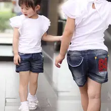 Летние Повседневное Джинсовые Шорты для девочки штаны с буквенным принтом для новорожденных, детей Штаны; одежда детей Костюмы DBO