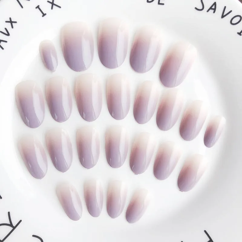 

24pcs Women Fake Nails Tips Gradient Color Rounded Head DIY Manicure Decoration False Nails SSwell