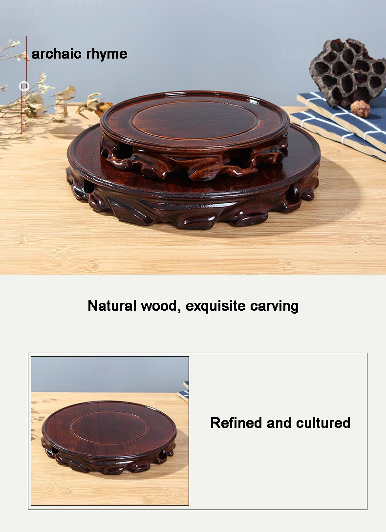 6-30 см диаметр настоящая твердая резьба по дереву ваза основа камень Будда ладан цветочный горшок деревянный чайник с резьбой база