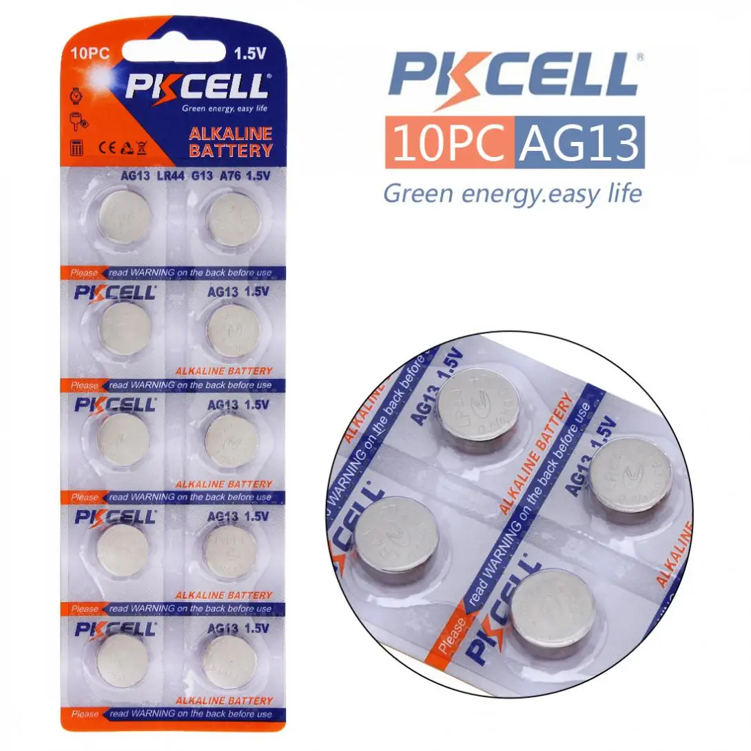PKCELL 20 шт./лот 1.5В Zn/MnO2Nominal AG13 LR44 батарея SR44 L1154 357 A76 кнопочные Аккумуляторы высокого