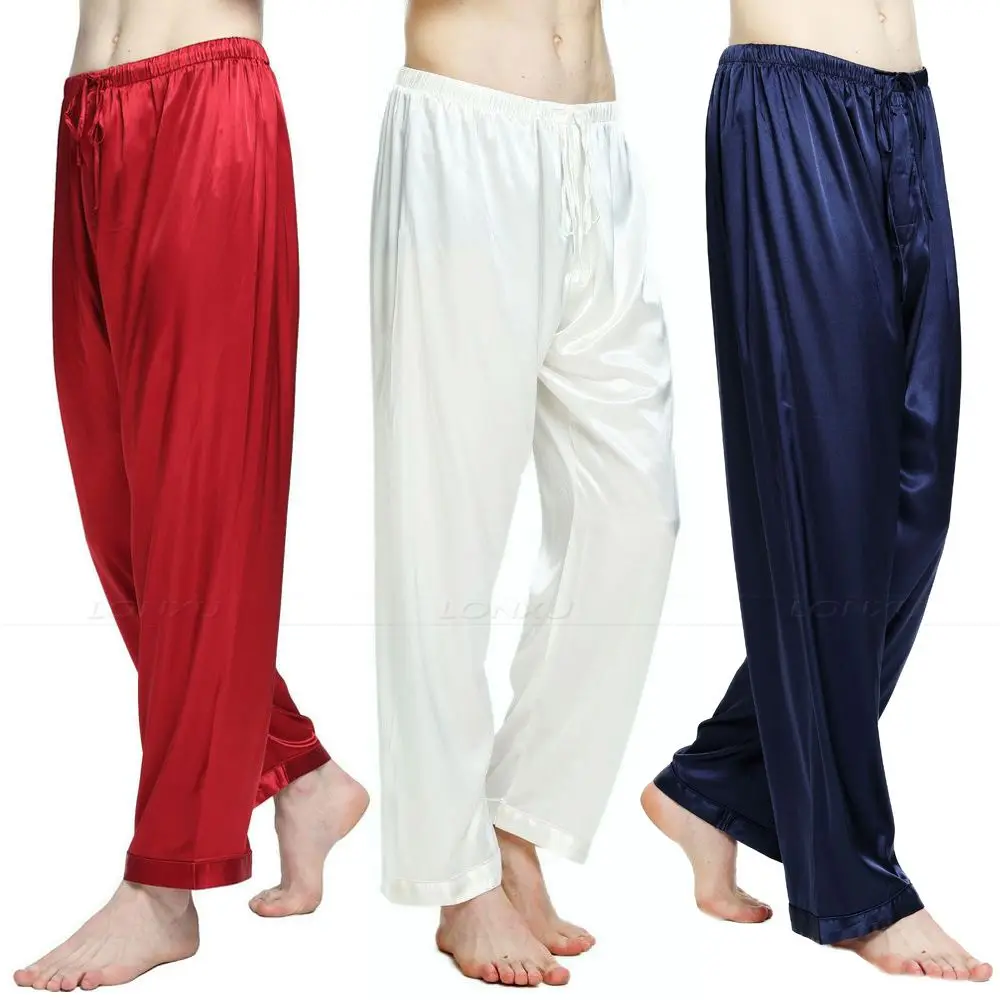 Мужские шелковые атласные пижамы брюки для девочек Lounge брюки сна Бесплатная p & p S M L XL 2XL 3XL 4XL плюс