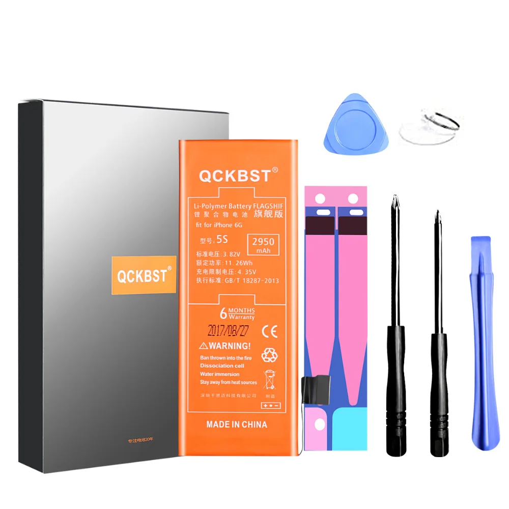 

QCKBST Battery Repair For iPhone 5S Li-Polymer 2950mAh Battery Batteria Free Tools - Retail Package