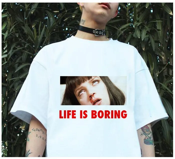 Летняя женская футболка в стиле Харадзюку, новинка, футболка Femme 2 Life is Boring, женский с надписью, футболка для девочек, женские мужские футболки