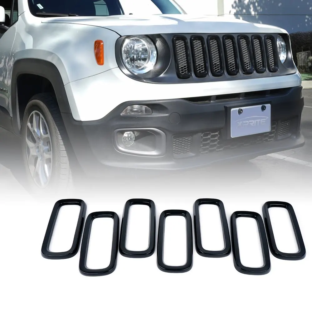 7Pcs ABS Front Grille Grill Insert Mesh Trims Frame Decoration Cover For Jeep Renegade Car Styling | Автомобили и мотоциклы