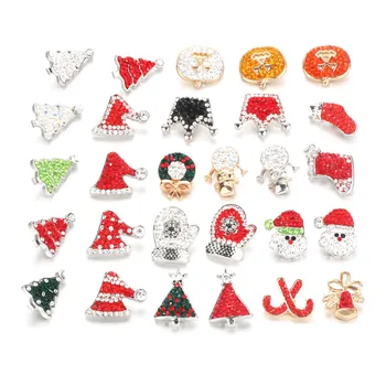 

10pcs/lot Santa Claus Christmas Socks Snap Jewelry 18mm Snap Button Jewelry fit Snap Bracelet Necklace Merry Christmas gift