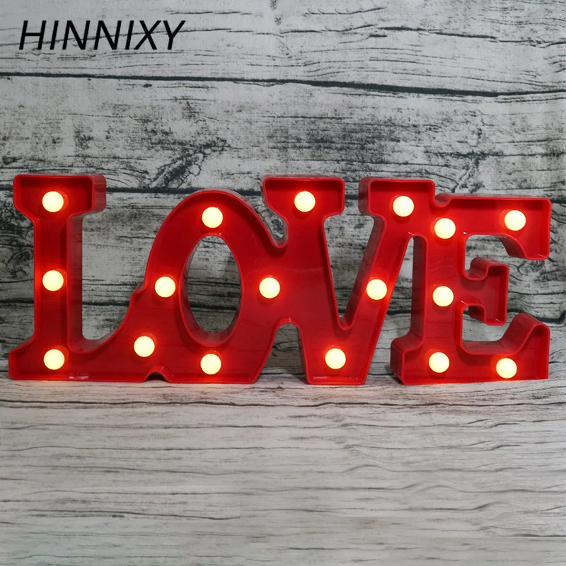 

Hinnixy LED 3D LOVE Night Light Big Size Atmosphere Lights With DC Power Wire Desk Lamp Decoration Night Lamp Light Decroation