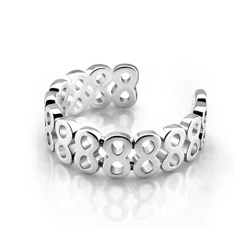 

Fashion Chinese knot sterling silver accessories. Solid 925 Silver Number 8 Word Ring. Charming woman ring silver jewelry gift