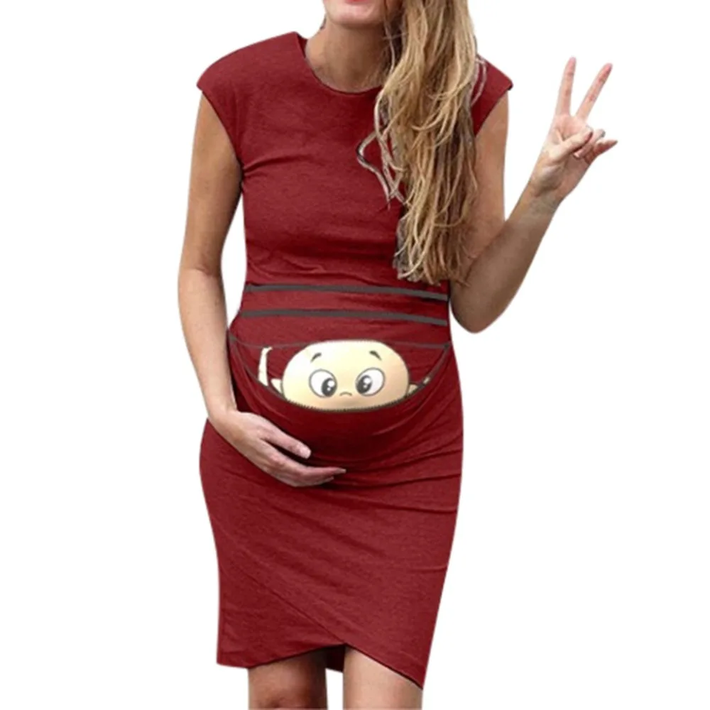 

New Women Casual Print Pregnant Maternity Dress Female Short Sleeve Maternity Props Casual Dresses Clothes Vestido
