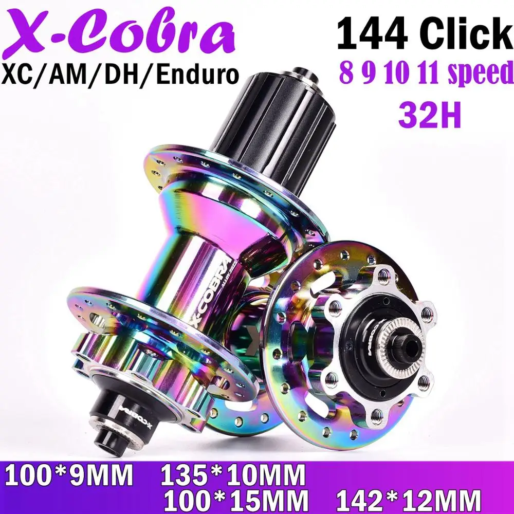 

X-Cobra Bicycle hub rainbow 144 click hubs mountain bike hubs 4 NBK bearings 142*12MM 135*10MM 32 holes 4 claws 11 Speed XD hub