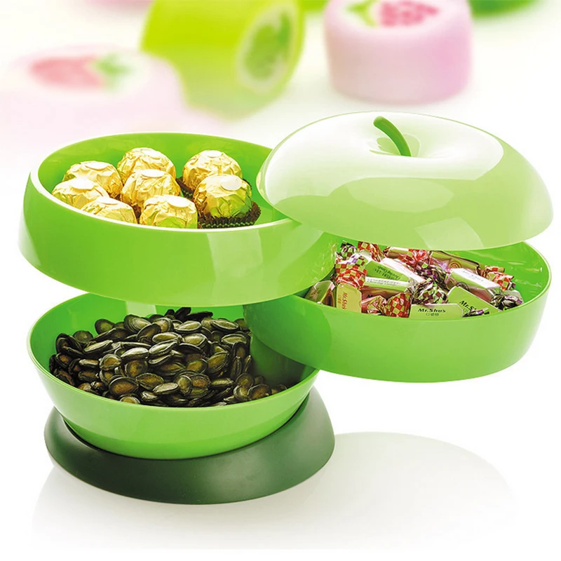

Free shipping High Quality Apple Shape Plastic Organizer Roation Boxes Food Storage Vacuum Boxes Food Container Candy Boxes