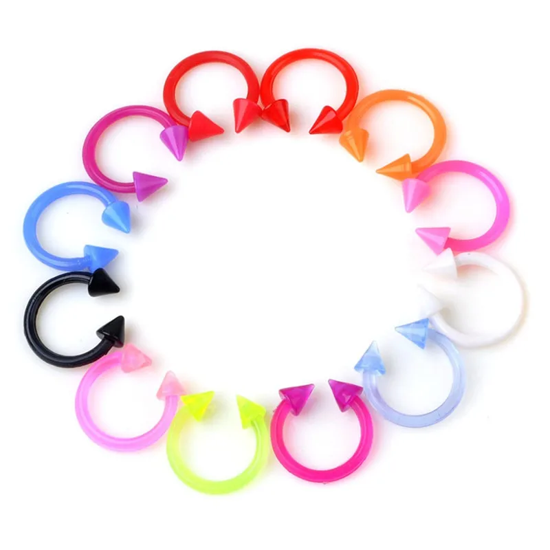

Wholesale 12Pcs/Lot Mixed Colors Nose Rings Piercing Open Circle Belly Lip Tongue Navel Piercings Body Jewelry Accessories