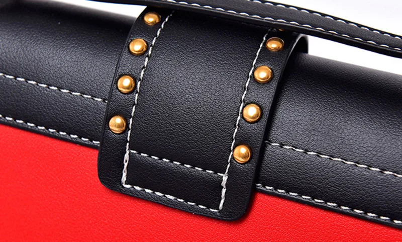 Luxury Women Fashion Rivet Handbag Metal Lion Head Female Wide Shoulder Bag Famous Design Lady Flap Bolsa Mini Crossbody SS3501 (4)