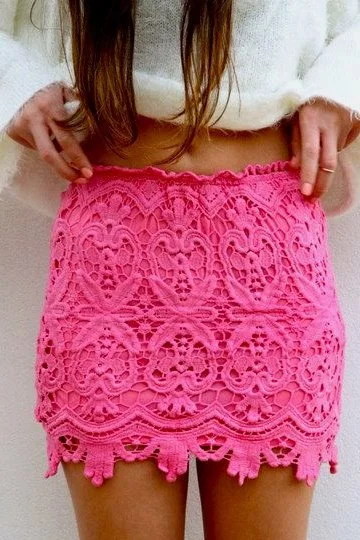 

Sexy Mini Hook Flower Crochet Pencil Skirt Lace Petticoat High Waist Bodycon Lace Female Vintage Ladies pencil skirt
