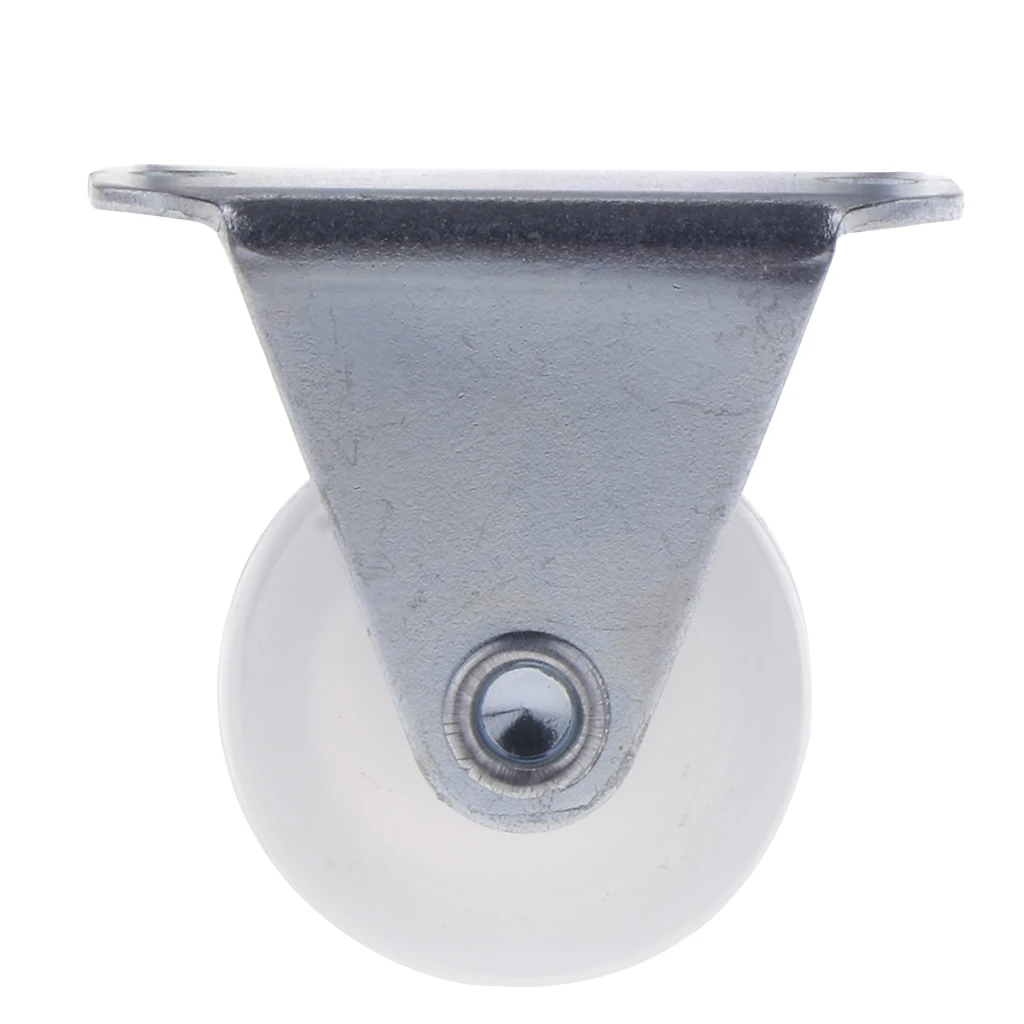 1 Inch White PP Fixed Caster Wheel 10kg 22lbs Cabinet Drawer Trolley Cart, comes with plate mounted on top