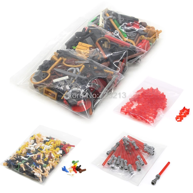 Feleph A Bag Random Figure Part MOC Lightsaber Weapon Football Accessories SWAT font b Model b