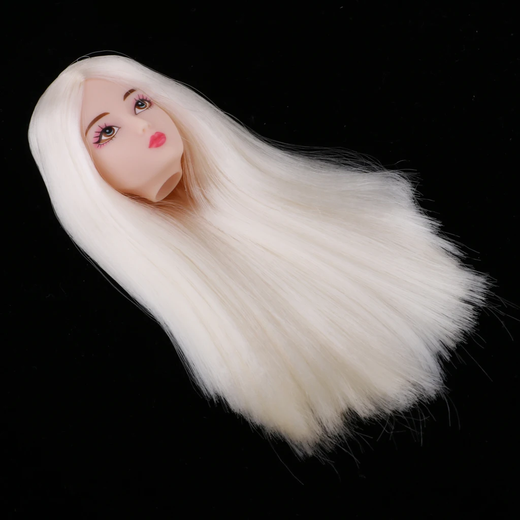 1/6 Female Action Figures BJD Head Sculpt White Hair Action Figure Head Wig DIY Custom for DOD SD DD Custom Parts Hair Accessory