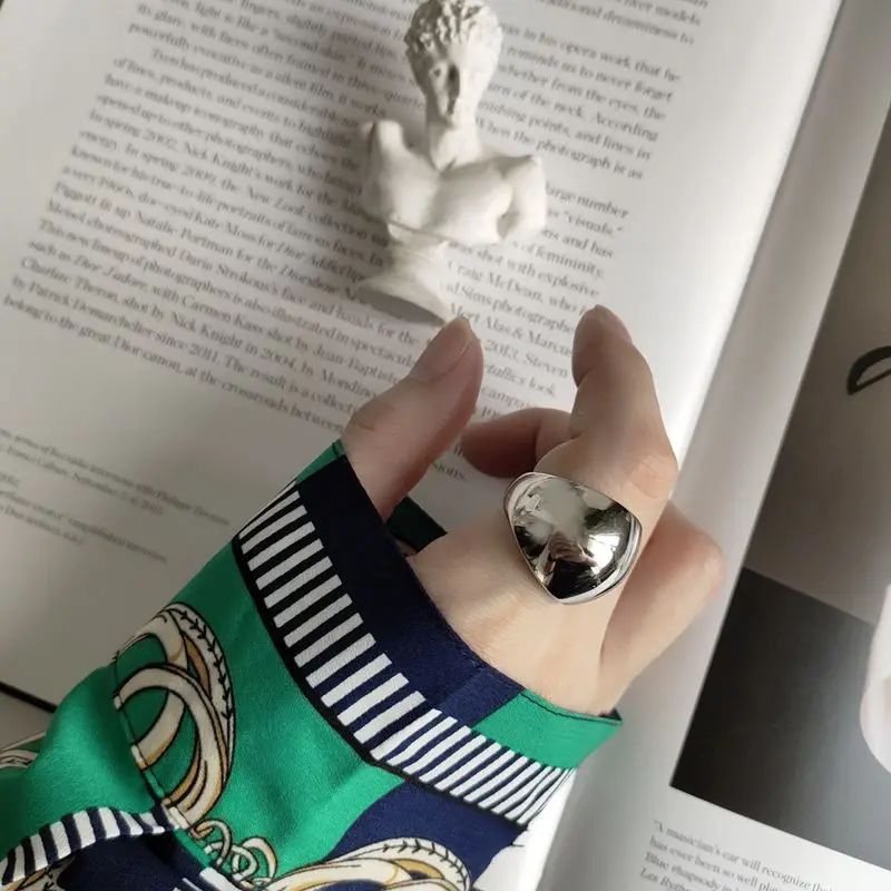 Silvology 925 пробы серебряные минималистичные большие глянцевые кольца текстура Япония Корея индустриальный стиль кольца для женщин ювелирные изделия подарок