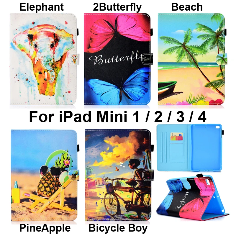 Soft TPU Anti Knock Drop Proof Case for iPad Mini 2 3 4 Smart Cover Bag Pouch iPadmini Capa Sleeve Fundas Beach Butterfly Print |