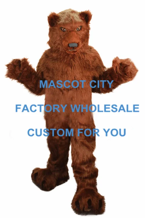 

Long Hair Plush Grizzly Bear Mascot Costume Adult Size Firece Animal Carnival Party Costume Cosply Fancy Dress SW494