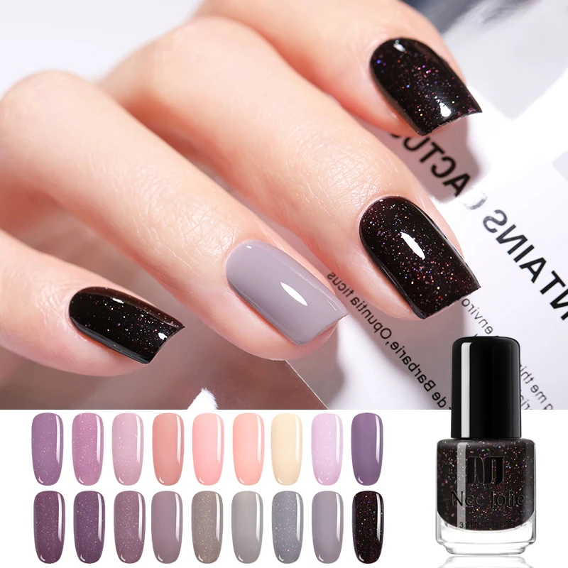 

NEE JOLIE 3.5ml Solid Nude Nail Polish 18 Colors Pure Series Glimmer Purple Gray Fast Dry Nail Art Varnish Design
