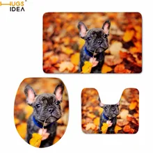 HUGSIDEA Забавные 3D Французские бульдоги печать коврики для ванной комнаты 3 шт. набор коврики для ванной животные Стиль Домашний декор туалет для отеля ковер