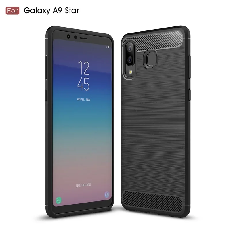 Чехол из углеродного волокна для Samsung Galaxy A9 Star / A9Star противоударный мягкий ТПУ