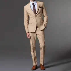 2019 хаки для мужчин Slim Fit бизнес костюмы повседневное костюмы для званого обеда индивидуальные высокое качество 2 шт. костюм куртка брюки