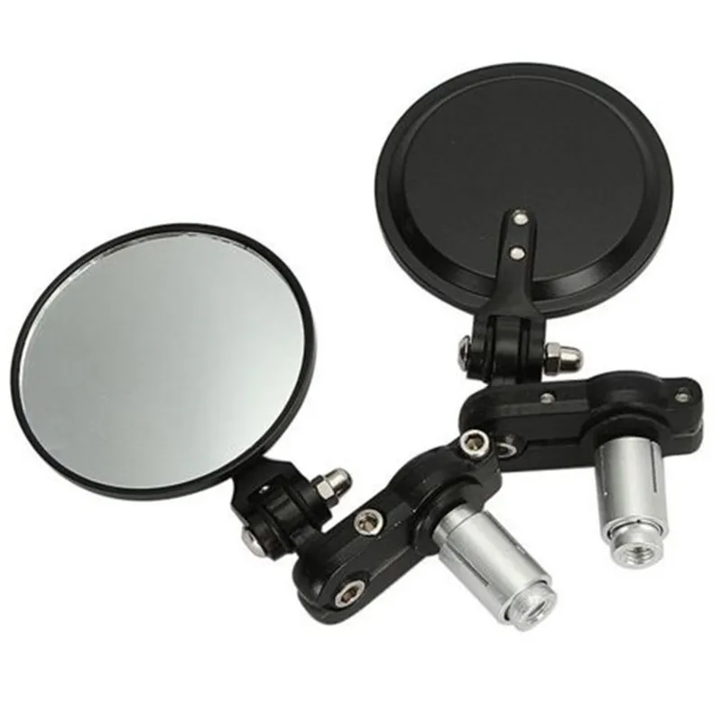 Black 2x Universal Adjustable Motorcycle Rearview Mirror 7/8" 22mm
