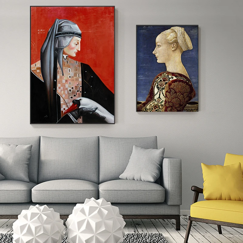 ヨーロッパの中世の騎士,女性のための芸術的なレトロな絵画