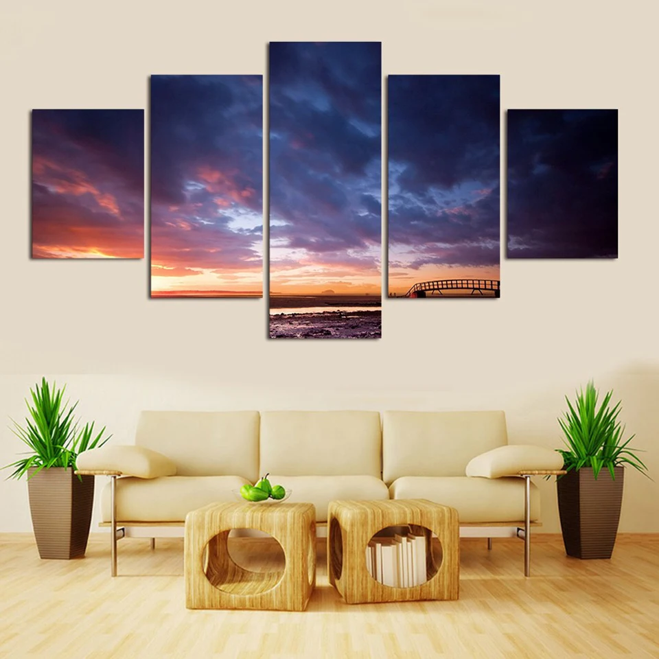 Painting Top-Rated Wall For Living Room Modern Type 5 Panels Strange Sky View Modular Unframed Pictures Home Decor Canvas | Дом и сад