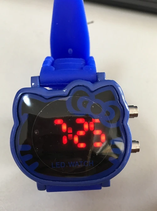 Led дисплей hello kitty мультфильм детские часы женские силиконовые Милые часы девушки дети дамы наручные часы Montre Enfant - Цвет: Blue
