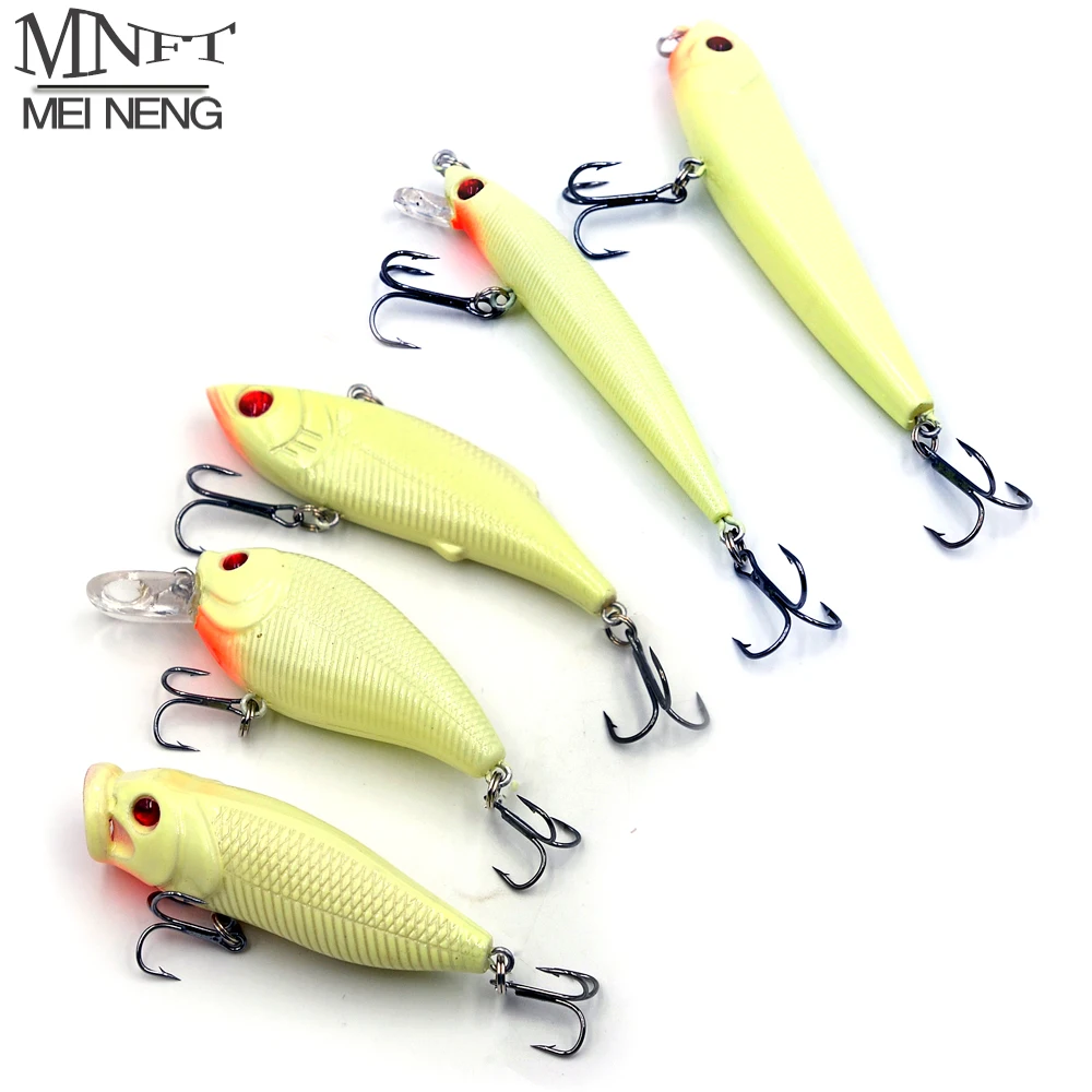 MNFT 5PCS Night Fishing Lure Bait Kit Hard Bait Night Glow Artificial
