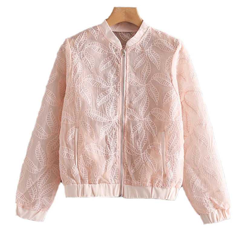 

Perspective Jackets For Women Coat Heavy Embroidery Bomber Jacket Thin Coat Female Summer Jackets Streetwear Female Bomb